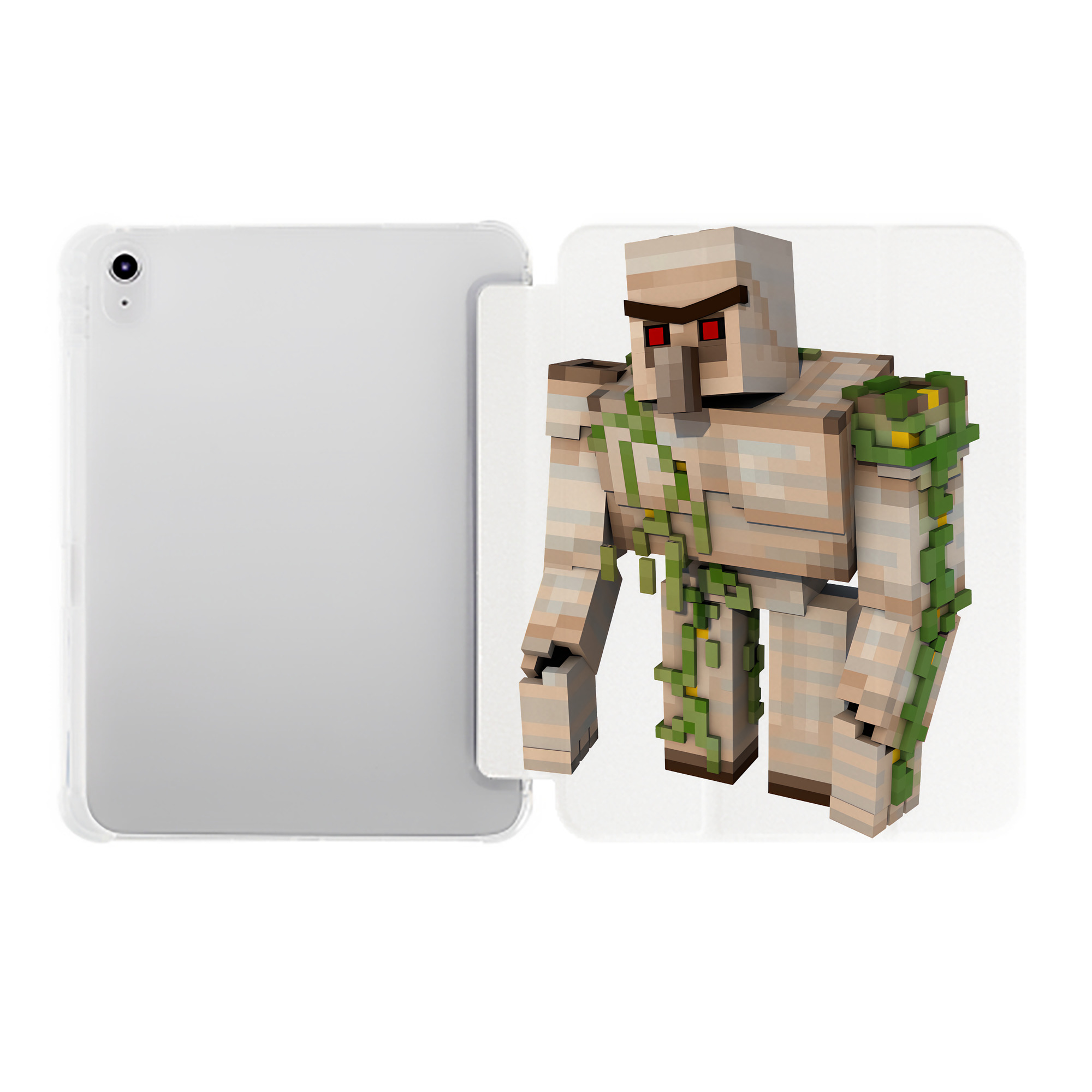 （画像用） マインクラフト ブロックの世界 Minecraft MC Block world IPad ケース ペン収納付き 三つ折りスタンド PUレザー×シリコン 対応機種9.5/10.5/10.9インチ